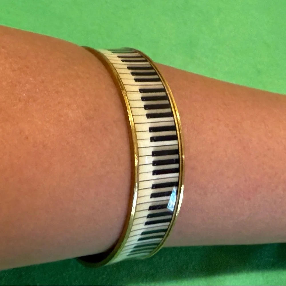 Gold and Black Piano Key Bracelet Vintage Museum Piece